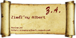 Zimány Albert névjegykártya